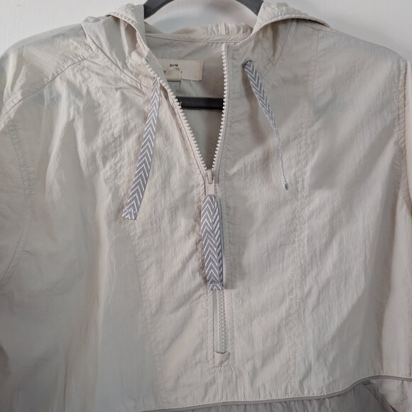 Thread & Supply Beige Light Half Zip Pullover Windbreaker with Hood - Size L - Picture 4 of 11